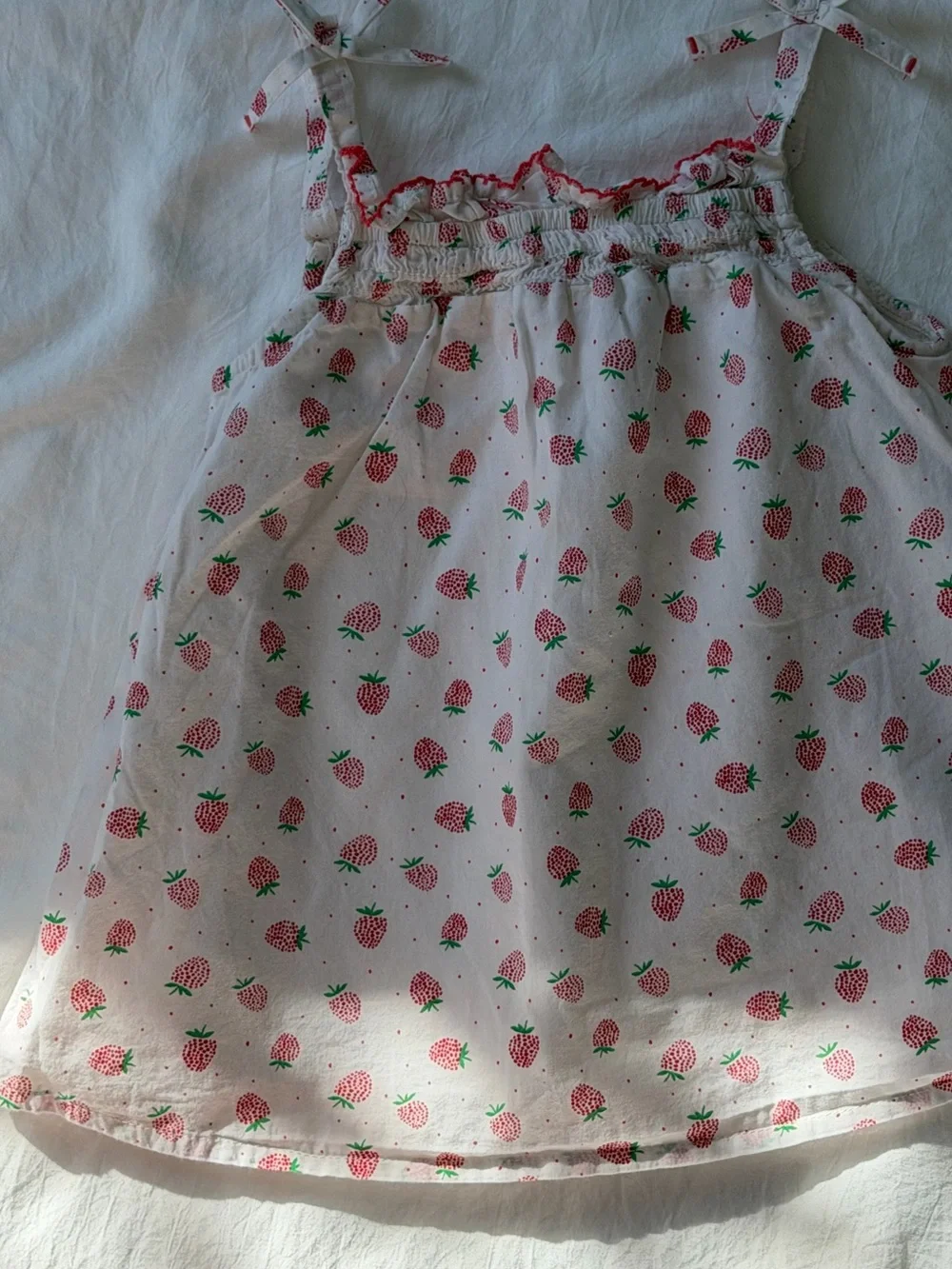 ZARA Baby 3-4Y Strawberry Print Ruffle Tie Strap Lined Summer Top